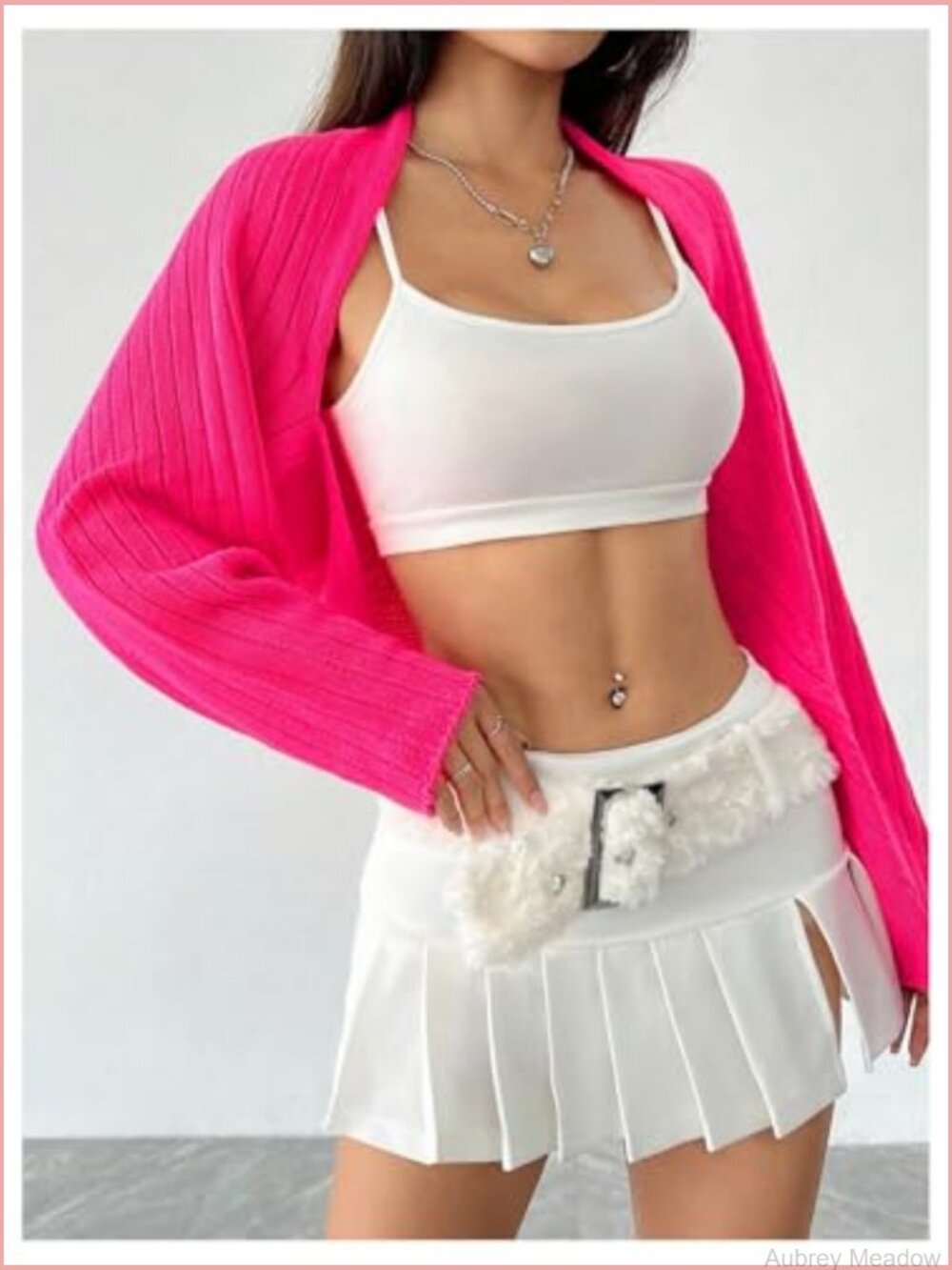 Cropped Open Front Rib Knit Long Sleeve Cardigan Shrug - Picture 4 of 6
